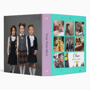 Personalized Teal School Photo Collage Custom Binder