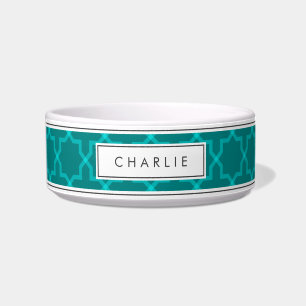 Personalized Teal Star Pattern Pile Bowl