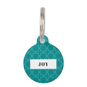 Personalized Teal Star Pattern Pile Pet Tag