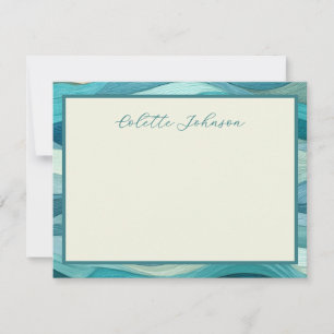Personalized Teal Wave Border  Card