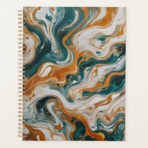 Personalized Teal Wave Swirl Print Planner