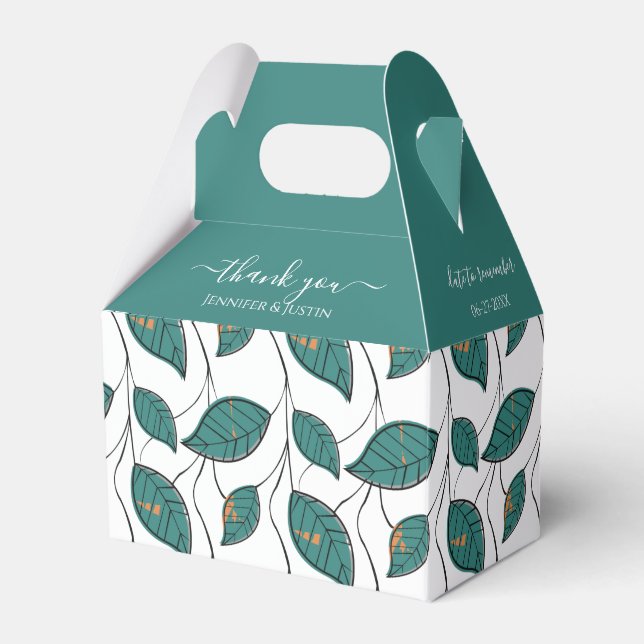Personalized Teal Wedding Colours  Favor Box (Front Side)