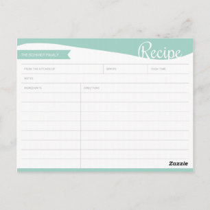 Personalized Teal & White Recipe Card