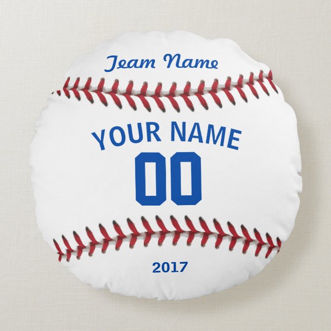 Personalized Team Baseball Sport Round Pillow (Front)