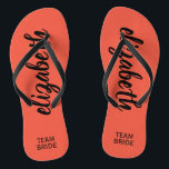Personalized Team Bride Peach Flip Flops<br><div class="desc">Peach - or any colour - flip flops personalized with your name and "Team Bride" or any wording you choose. Change the colour straps,  too!</div>