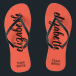 Personalized Team Bride Peach Flip Flops<br><div class="desc">Peach - or any colour - flip flops personalized with your name and "Team Bride" or any wording you choose. Change the colour straps,  too!</div>