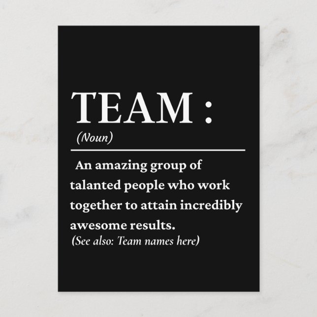 Personalized Team Definition Best Team Ever Postcard (Front)