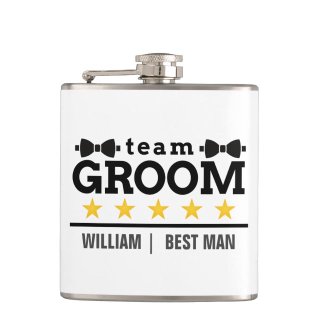 Personalized Team Groom Best Man Hip Flask (Front)