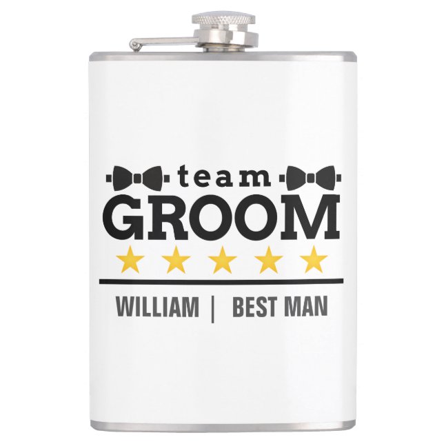 Personalized Team Groom Best Man Hip Flask (Front)