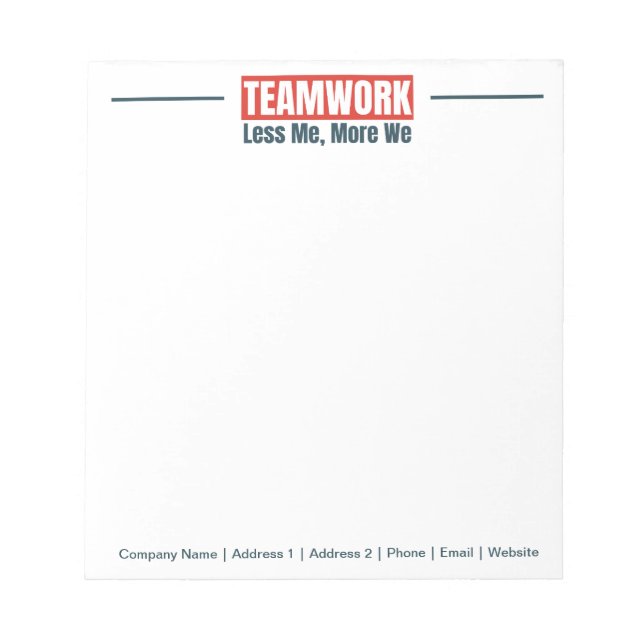 Personalized Team Inspirational Office Corporate  Notepad (Front)