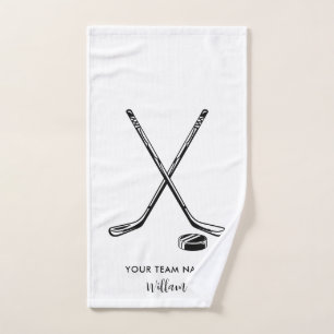 Personalized Team Name Ice Hockey White Custom Hand Towel