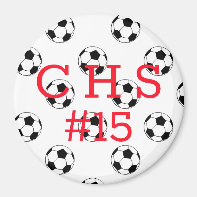 Personalized Team Name & Number Monogram Soccer Magnet (Front)