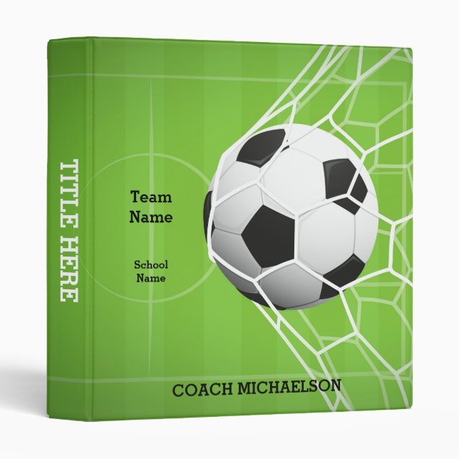 Personalized Team Name Soccer Ball (1-Inch Only) Binder (Front/Spine)
