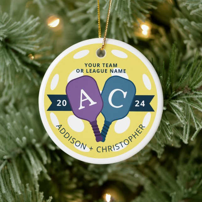 Personalized Team Pickleball Christmas Ornament (Tree)
