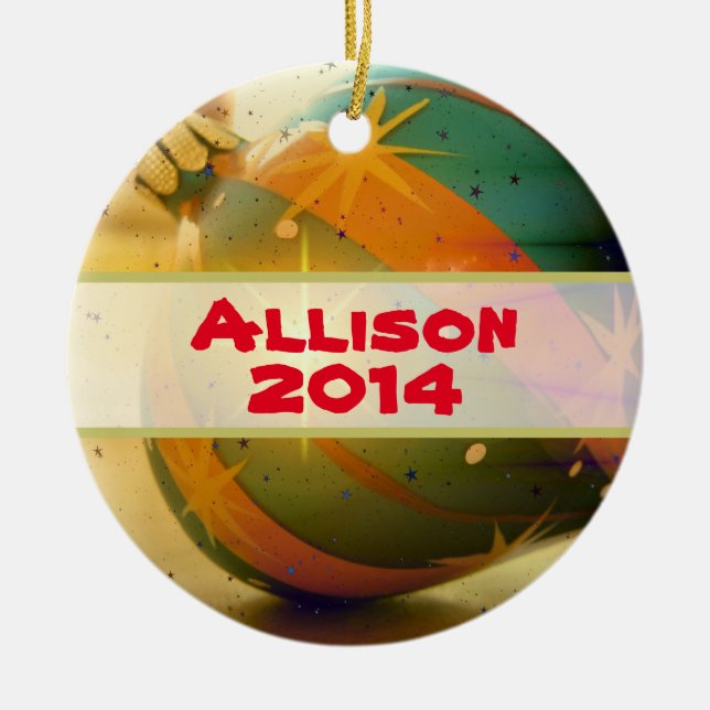Personalized  Teardrop Shaped Christmas Ornament (Front)