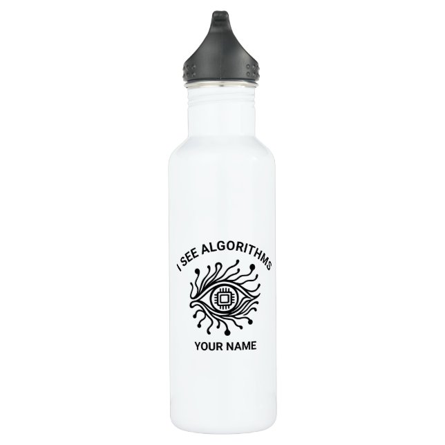 Personalized Tech Water Bottle with Custom Text (Right)
