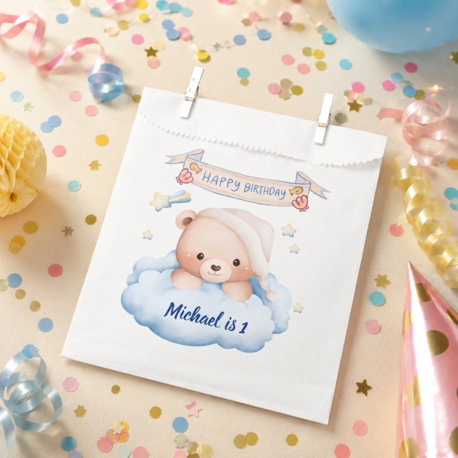 Personalized Teddy Bear 1st Birthday Favour Bag (Creator Uploaded)