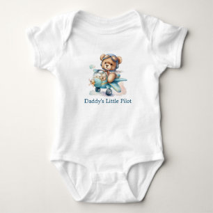 Personalized Teddy Bear Airplane Baby Boy Gift Bodysuit