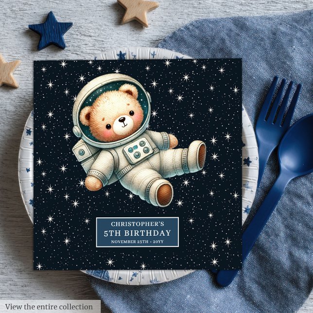 Personalized Teddy Bear Astronaut Napkins for Boys (Personalized Teddy Bear Astronaut Napkins for Boys)