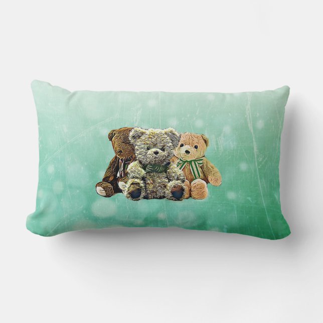 Personalized Teddy Bear Baby Boy Nursery Lumbar Pillow (Front)