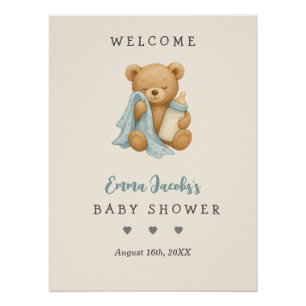 Personalized Teddy Bear Baby Shower Welcome  Poster