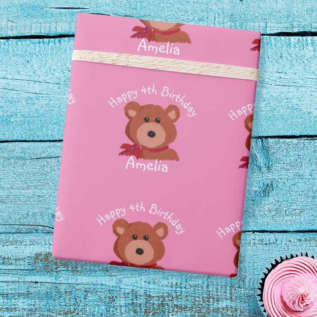Personalized Teddy Bear Birthday Wrapping Paper (Creator Uploaded)
