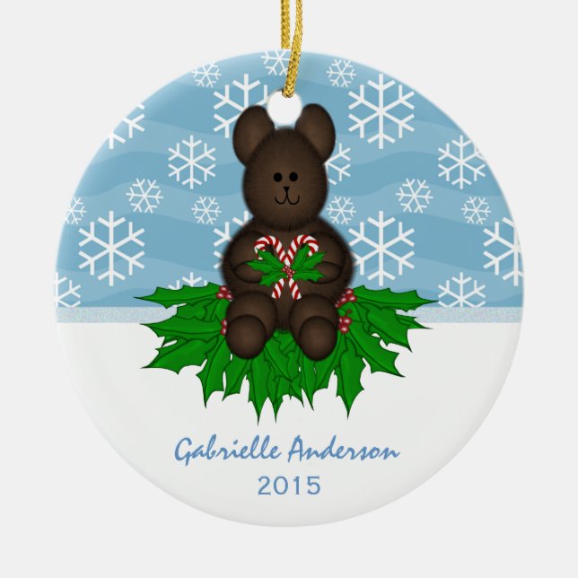 Personalized: Teddy-bear: Christmas Ornament (Front)