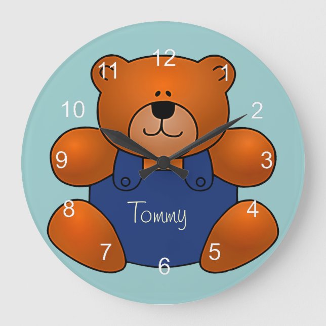 Personalized Teddy Bear Design Wall Clock (Front)