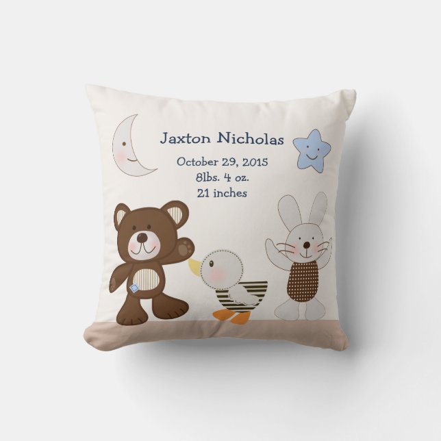 Personalized Teddy Bear Keepsake Throw Pillow (Front)