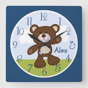 Personalized Teddy Bear Kids Clock