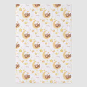 Personalized Teddy Bear Moon Baby Shower Tissue Paper