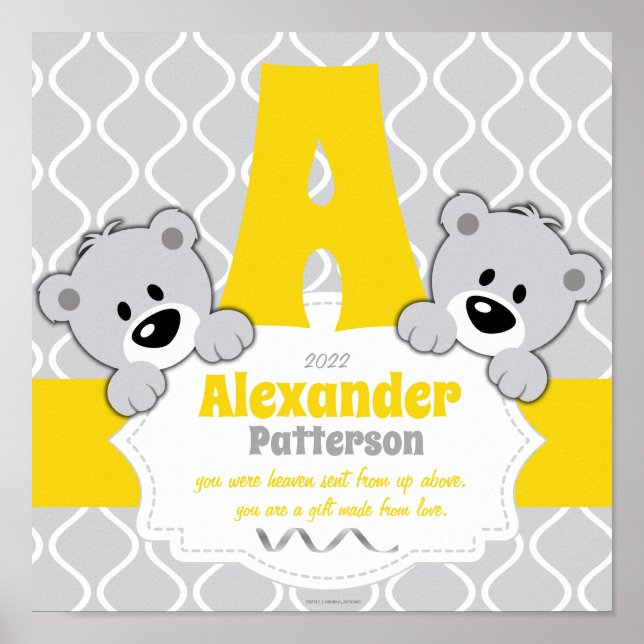 Personalized Teddy Bear Nursery Room Poster (Front)
