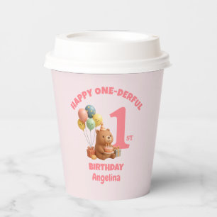 Personalized Teddy Bear ONEderful 1st Birthday Paper Cups