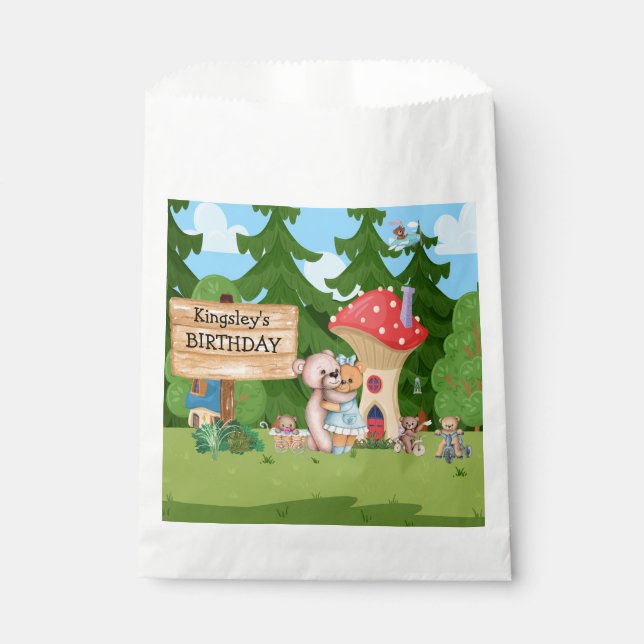 Personalized Teddy Bear Picnic Village Favour Bag (Front)