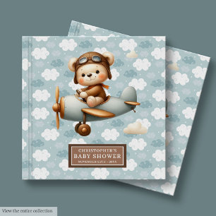 Personalized Teddy Bear Pilot Baby Shower Guest Guest Book