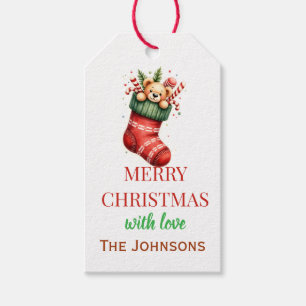 Personalized Teddy Bear & Stocking Christmas Gift  Tags