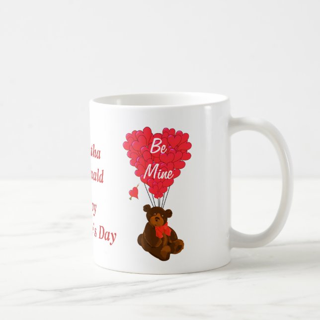 Personalized teddy bear Valentines day Coffee Mug (Right)