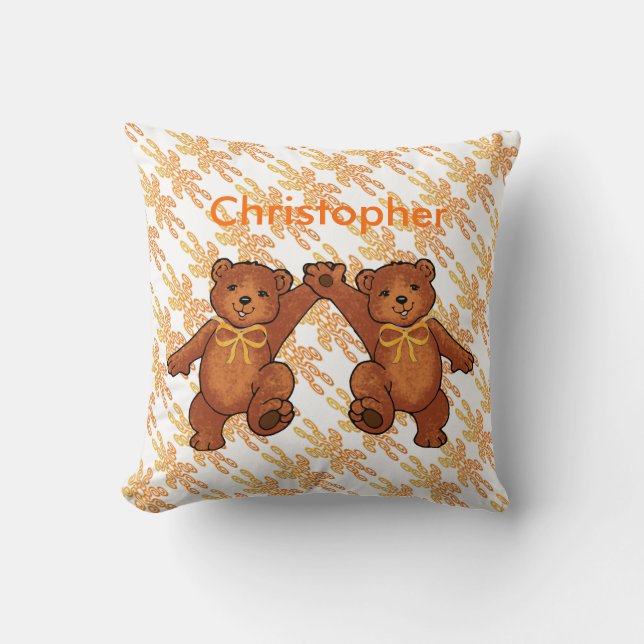 Personalized Teddy Bears Throw Pillow (Front)