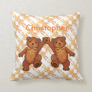 Personalized Teddy Bears Throw Pillow