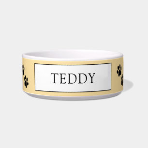 Personalized "Teddy" Paw Print Pet Bowl
