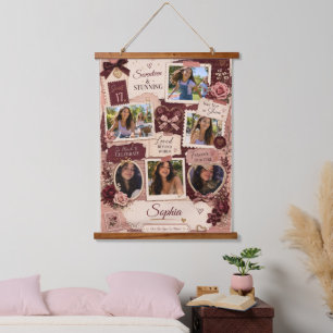 Personalized Teen Girl 6 Photo Collage Birthday Hanging Tapestry
