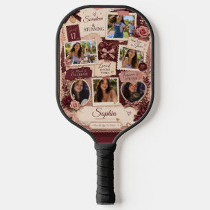 Personalized Teen Girl 6 Photo Collage Birthday Pickleball Paddle