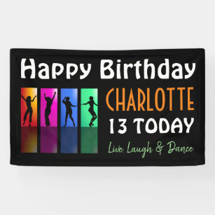 Personalized Teenager Disco Birthday Party Banner