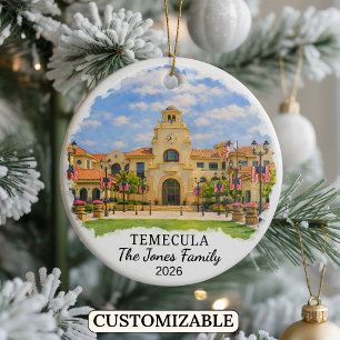 Personalized Temecula Ornament, Custom California Ceramic Ornament