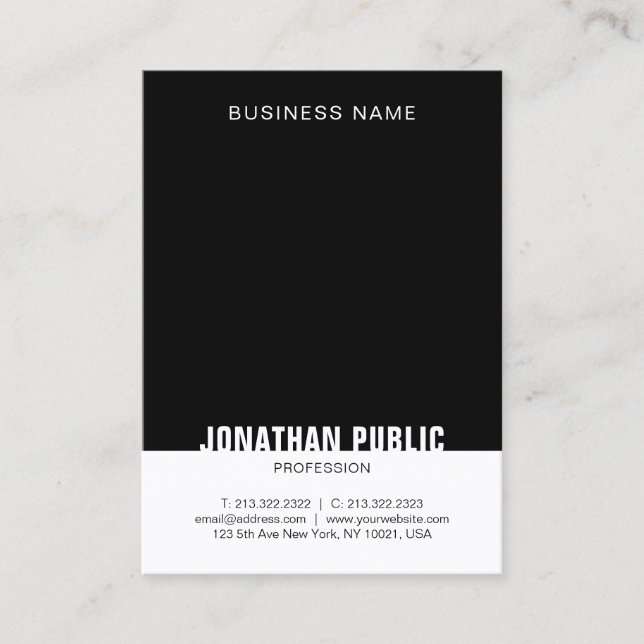 Personalized Template Modern Black And White Business Card (Front)