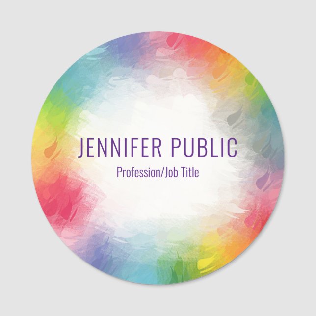 Personalized Template Modern Elegant Colourful Name Tag (Front)