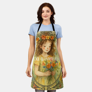 Personalized template retro painting artwork Alice Apron
