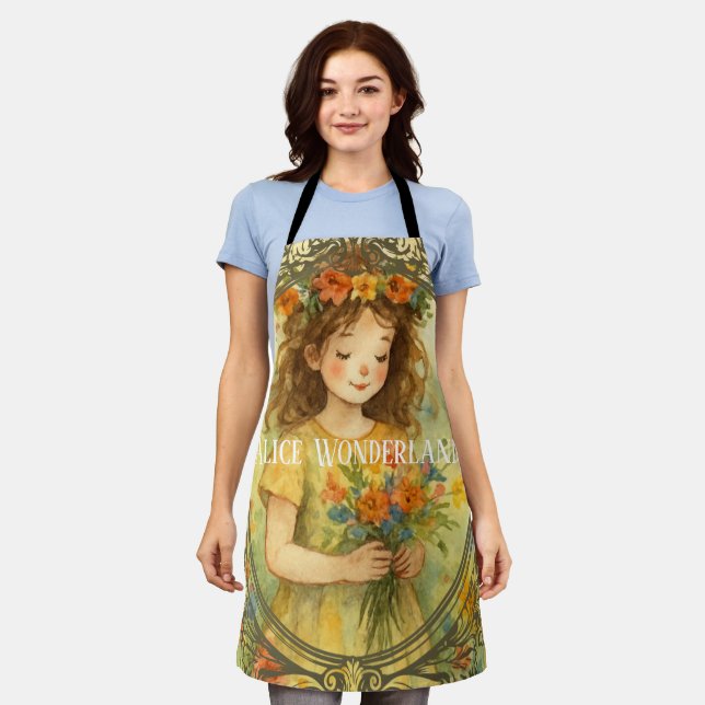 Personalized template retro painting artwork Alice Apron (Worn)
