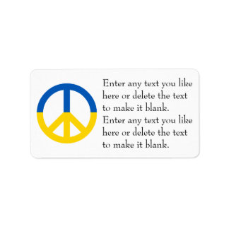 Personalized Template Ukraine Flag Peace Symbol Label
