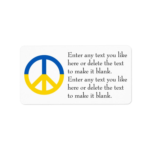 Personalized Template Ukraine Flag Peace Symbol Label (Front)